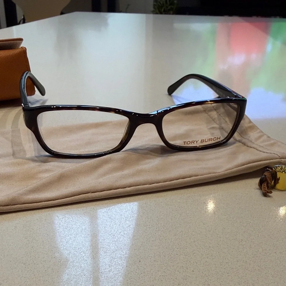 🆕 Tory Burch Eyeglasses, Dark Tortoise, Demo Lens, Brown with Monogram